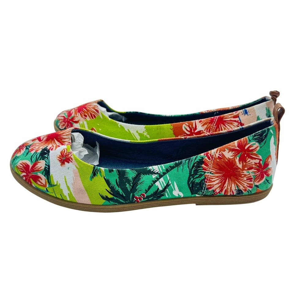 Mudd Ballet Flats Women 8 Green Red Tropical Floral MDCOSMICPRINT NEW - Picture 4 of 11